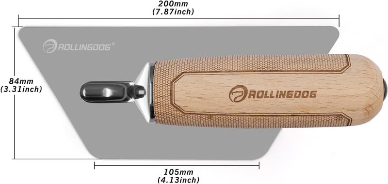 Rolling Dog Venetian Plaster Trowel 200mm x 105mm x 84mm - Mirror Polished 420 Stainless Steel Blade, Ergonomic Beech Handle for Decorative Finish and Polish - Image 2